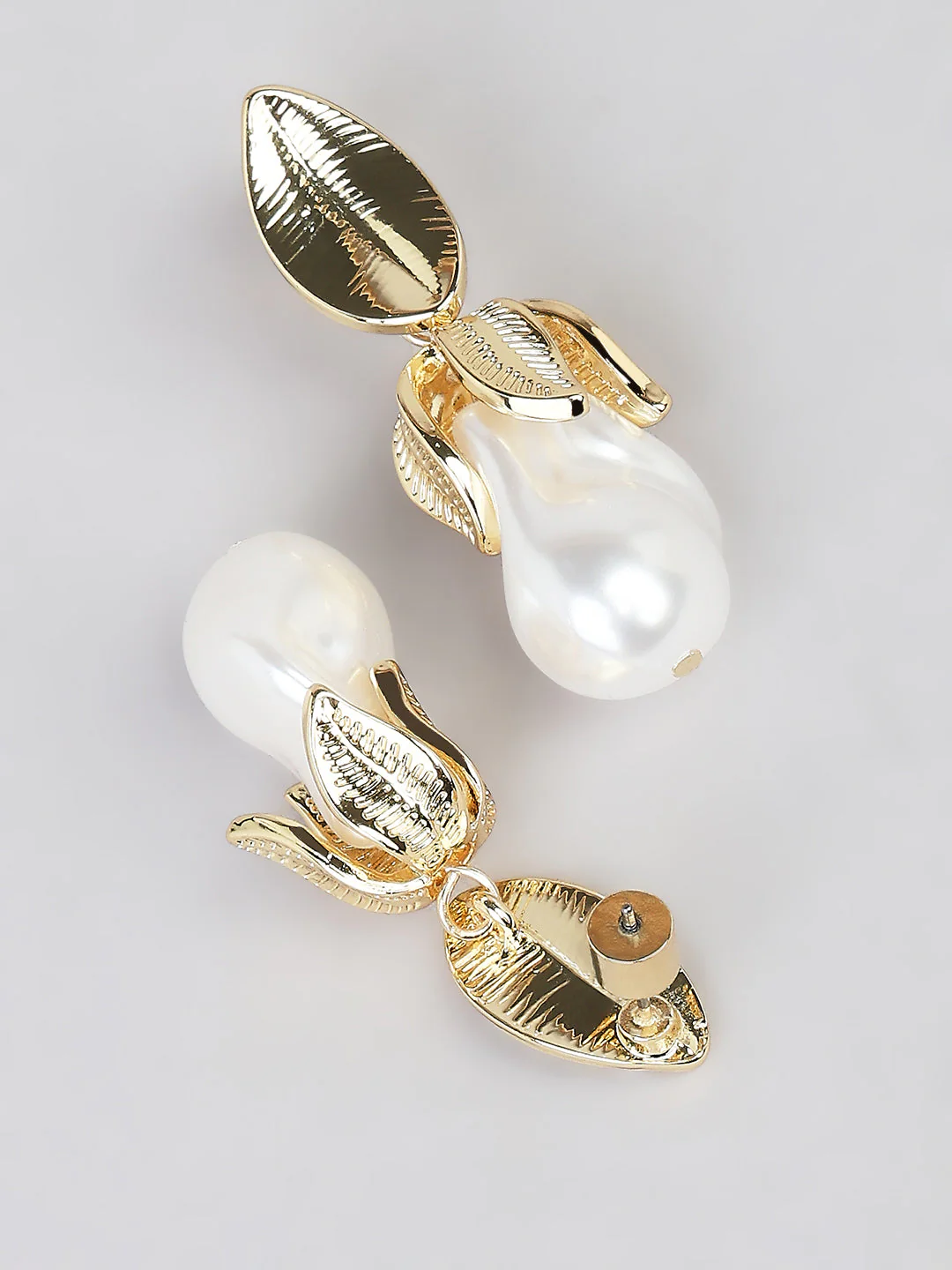 Gold-Tone Pearl Drop Earrings - Image 3