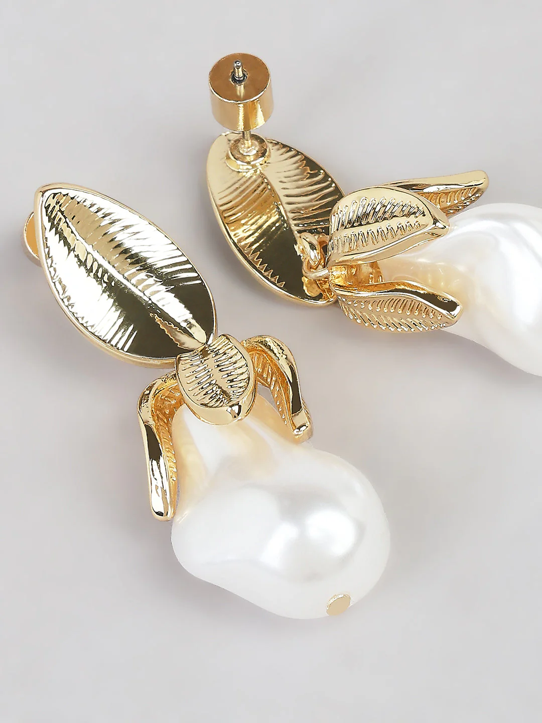 Gold-Tone Pearl Drop Earrings - Image 4
