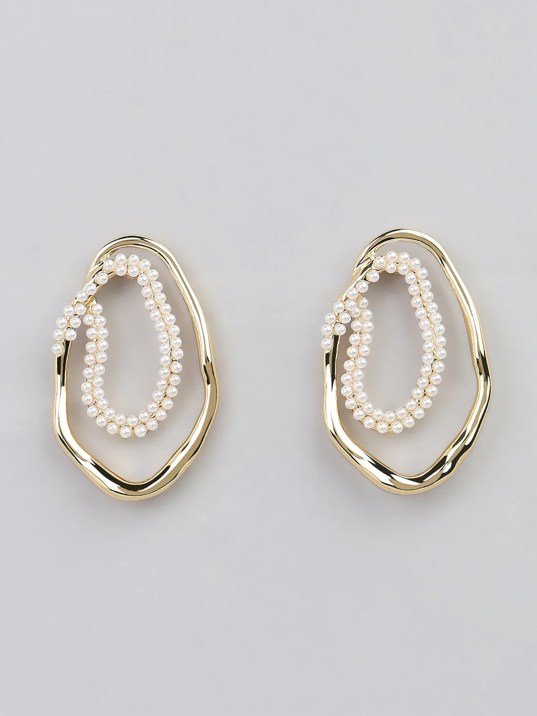 Gold-Tone Pearl Detail Earrings - Image 2
