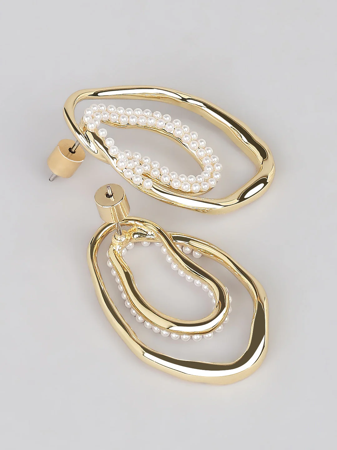 Gold-Tone Pearl Detail Earrings - Image 3