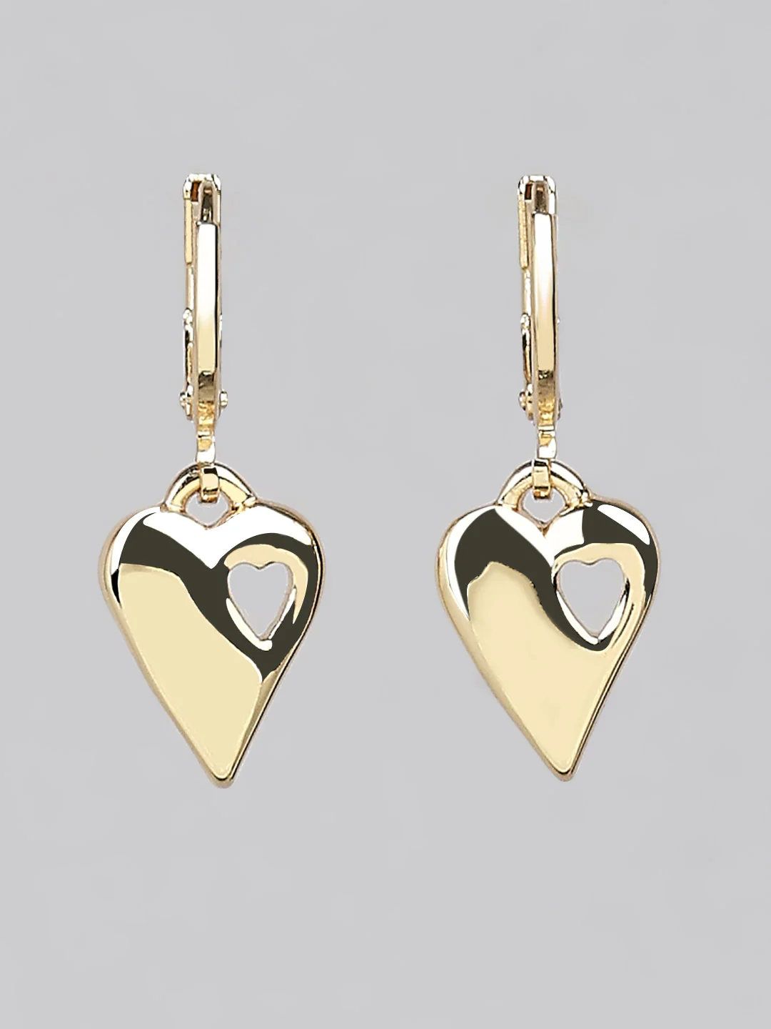Gold-Tone Heart Drop Earrings - Image 2