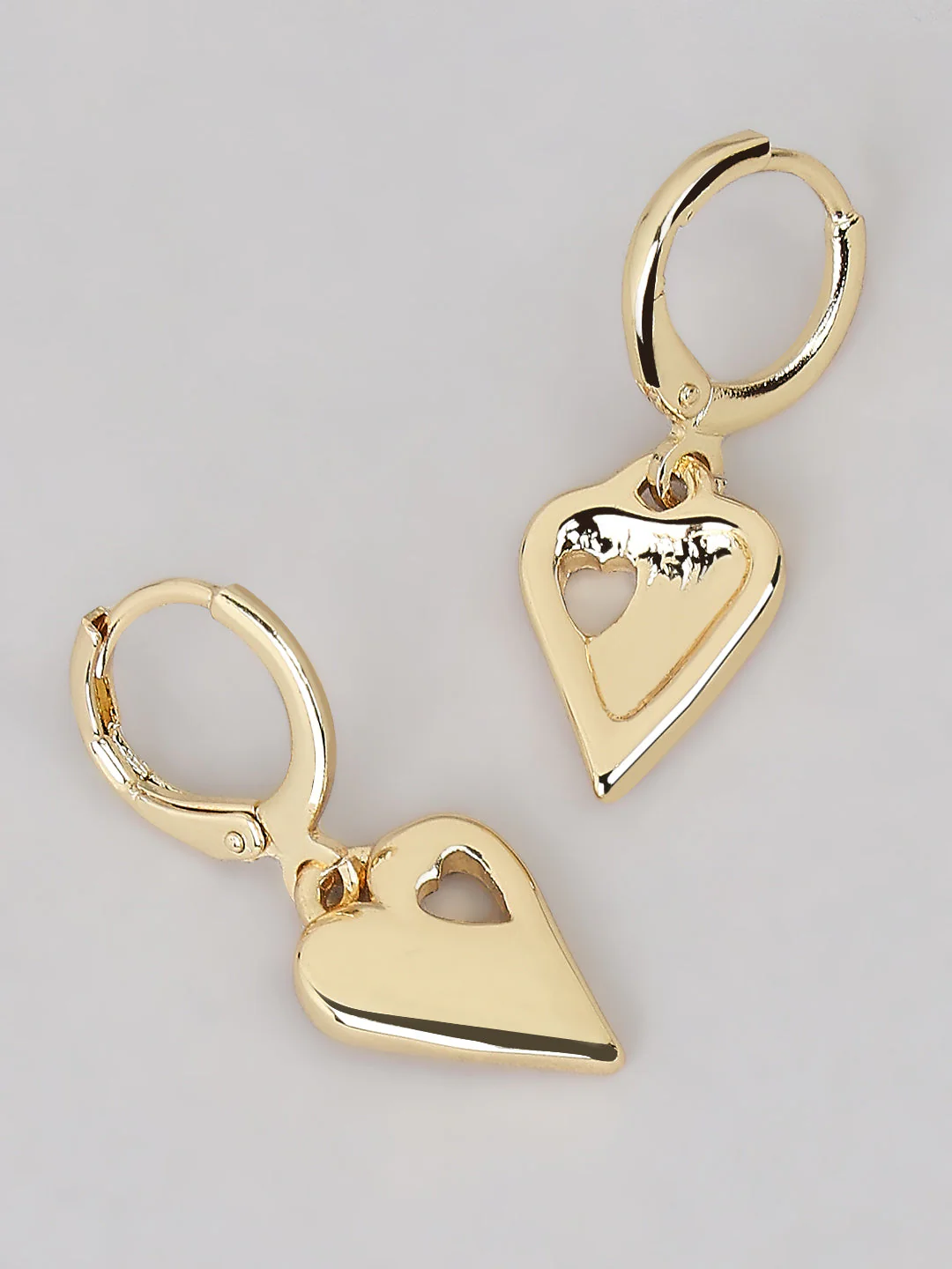 Gold-Tone Heart Drop Earrings - Image 3