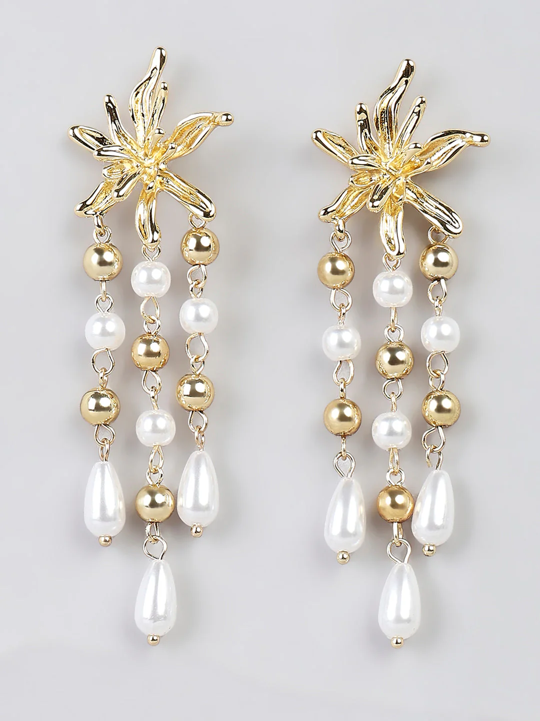 Floral Pearl Drop Earrings - Image 2