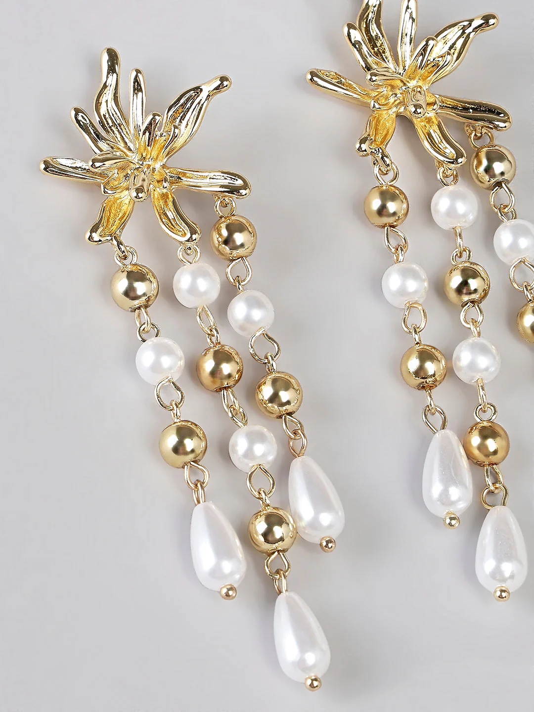 Floral Pearl Drop Earrings - Image 3