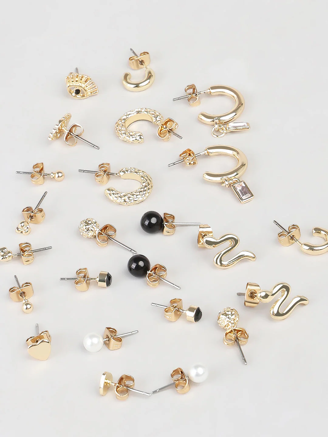Multi Stud & Mini Hoop Earring Set - Image 3