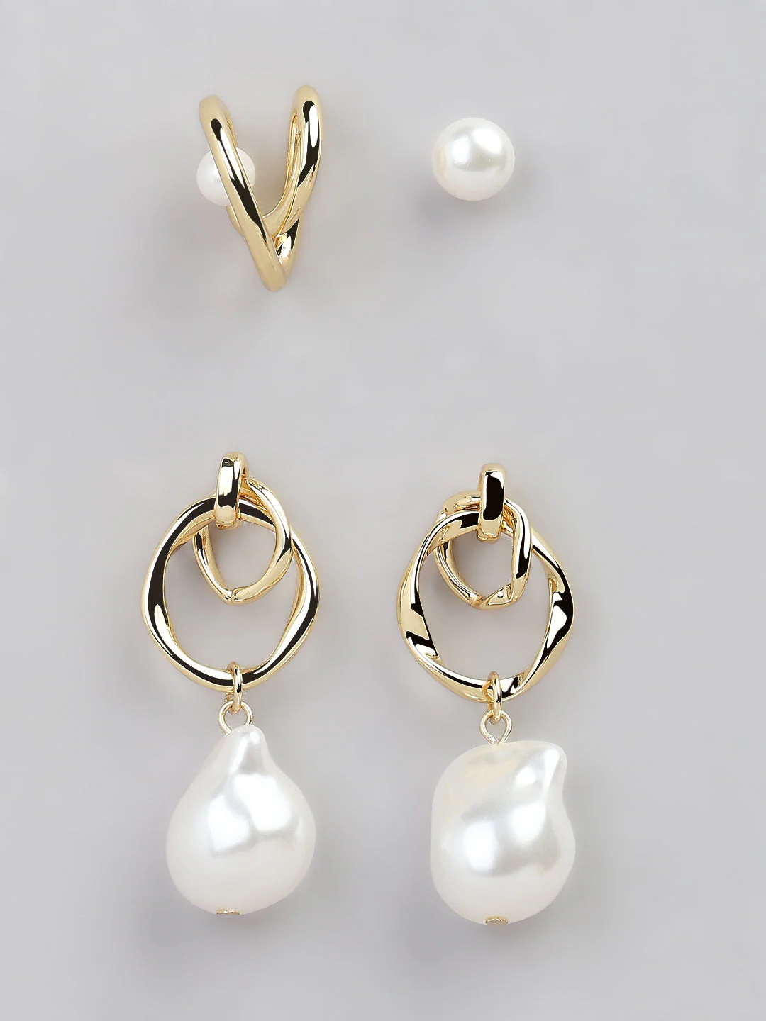 Pearl Detail Drop Earring Set - Image 2