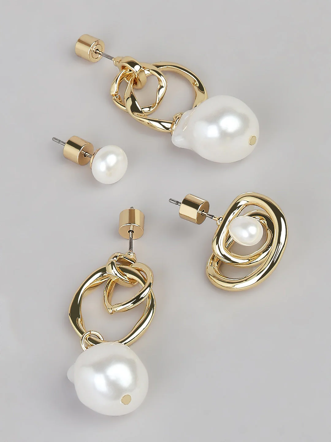 Pearl Detail Drop Earring Set - Image 3