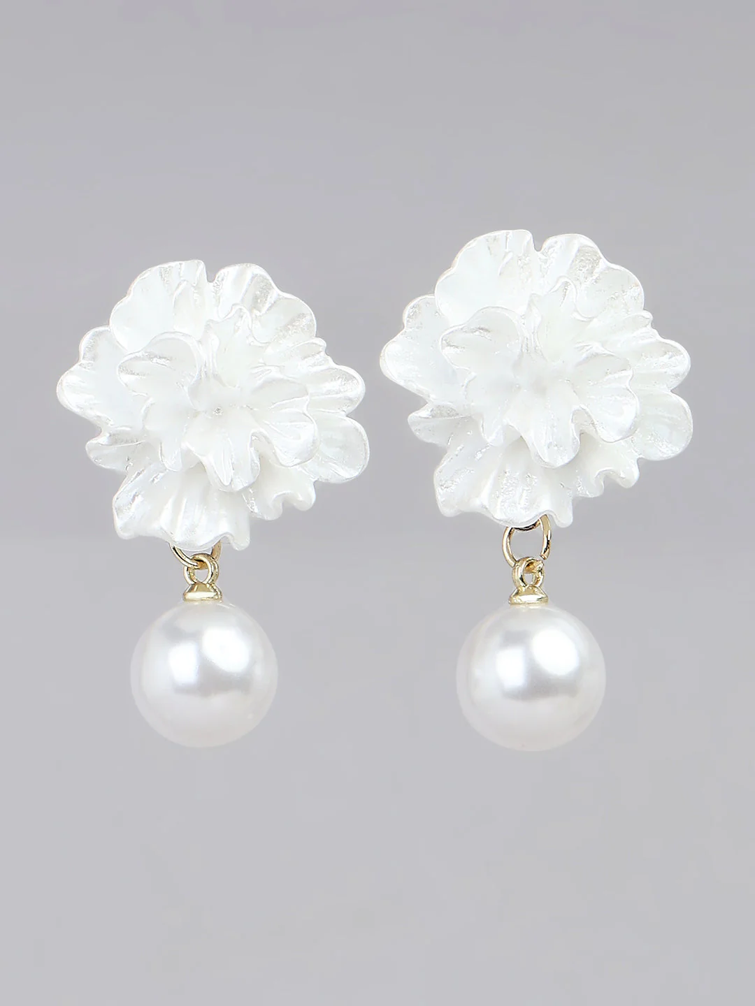 Peony Pearl Drop Earrings - Image 2
