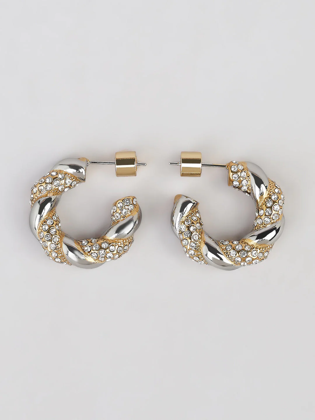 Two-Tone Crystal Hoop Earrings - Image 2