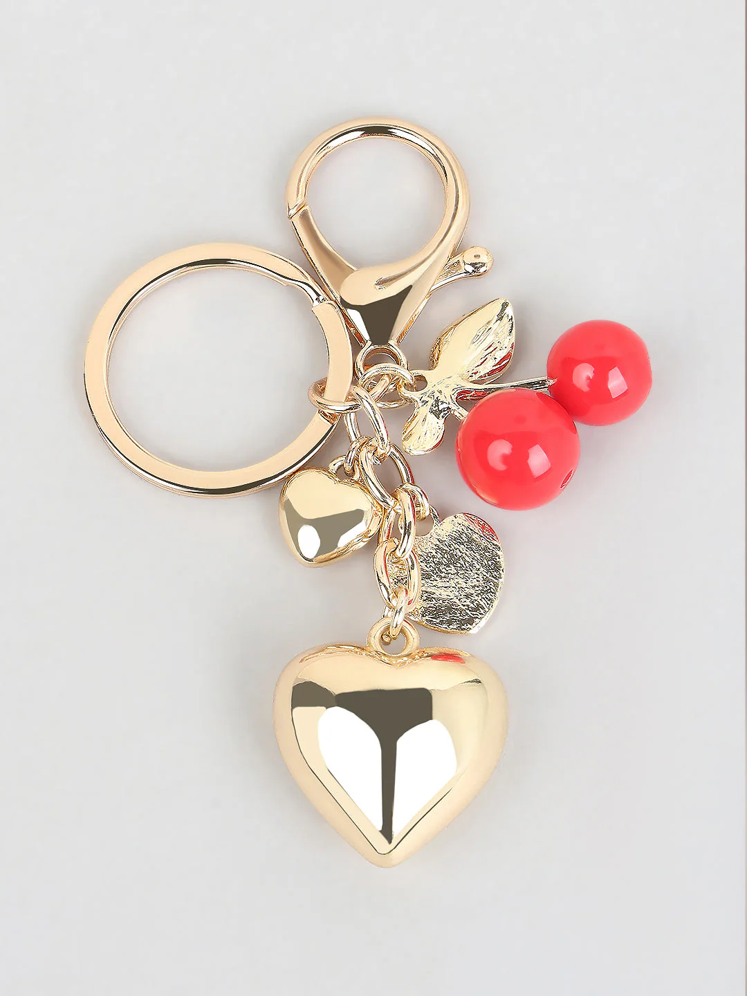 Cherry Heart Golden Bag Charm - Image 2