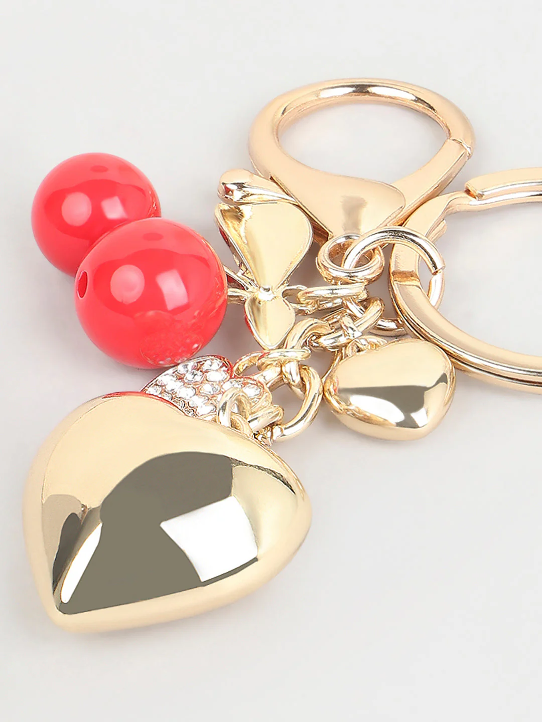 Cherry Heart Golden Bag Charm - Image 3