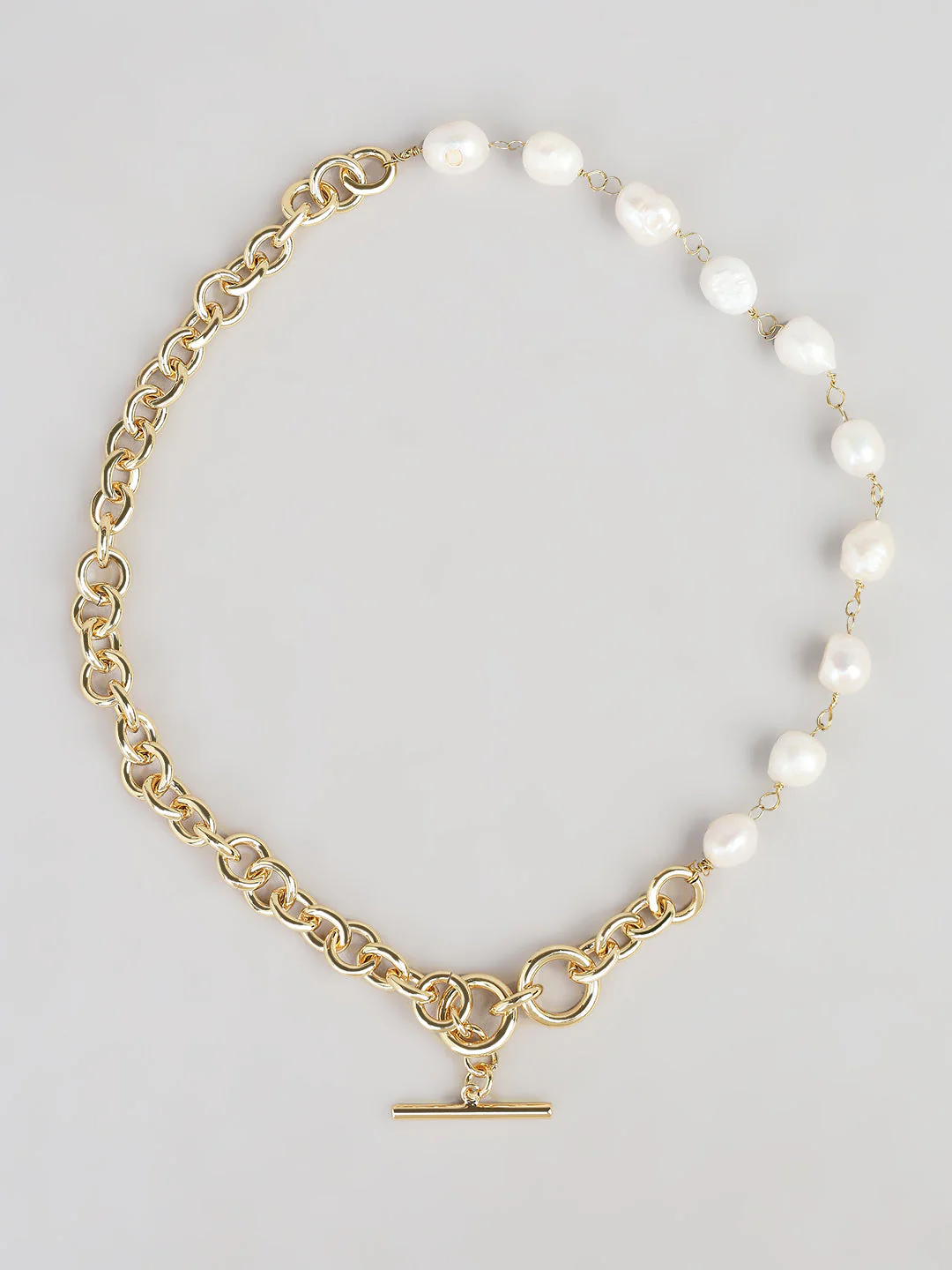 Gold-Tone Pearl & Chain Necklace - Image 2