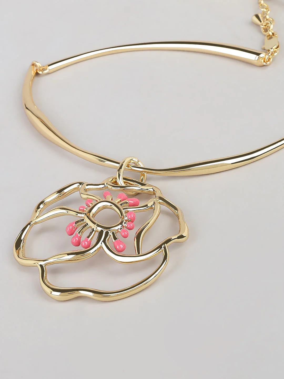 Gold-Tone Floral Pendant Necklace - Image 3