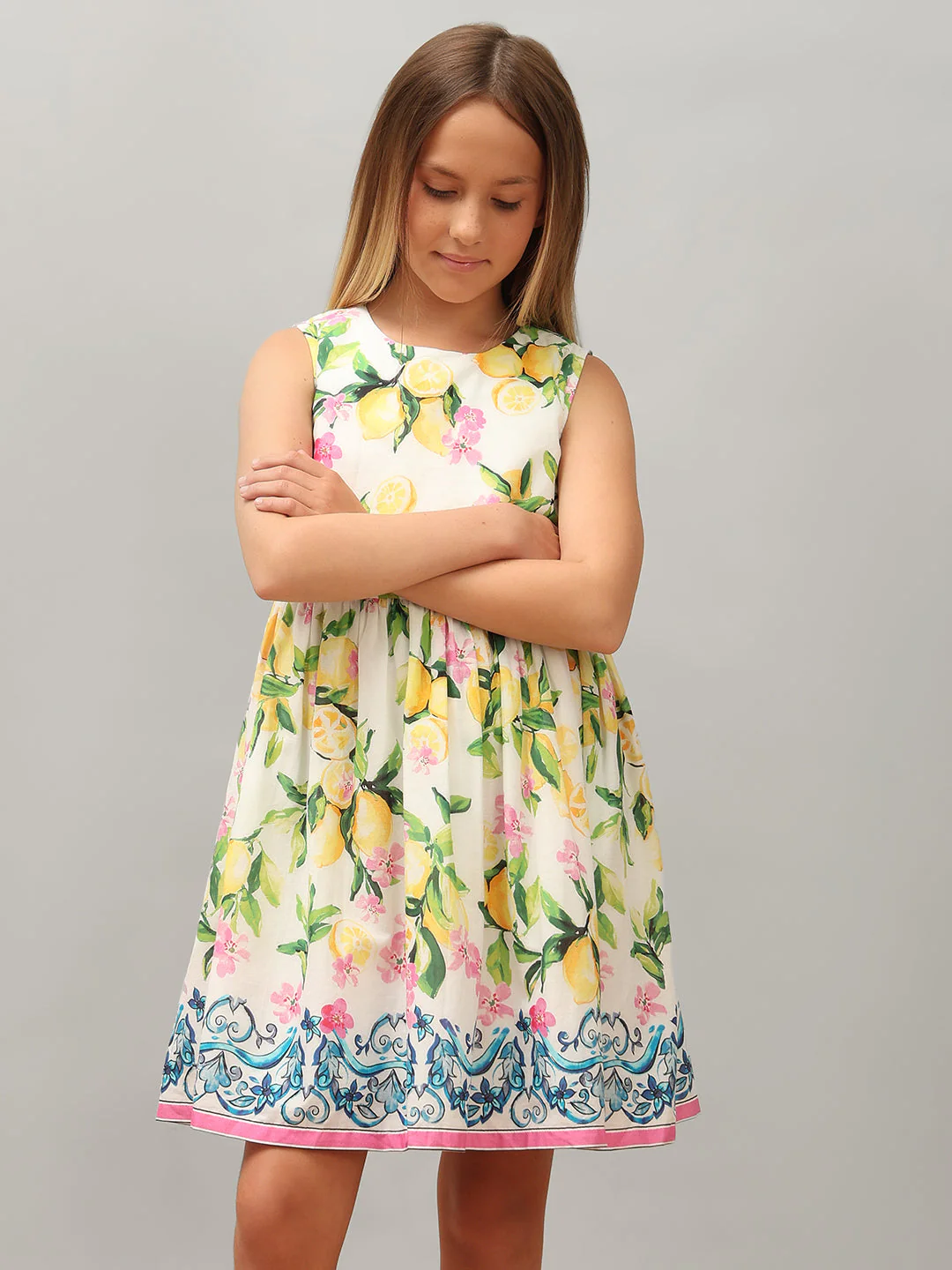 GIRL Lemon Printed Cotton Dress - Image 2