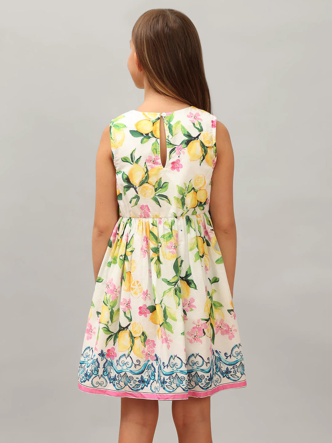 GIRL Lemon Printed Cotton Dress - Image 4