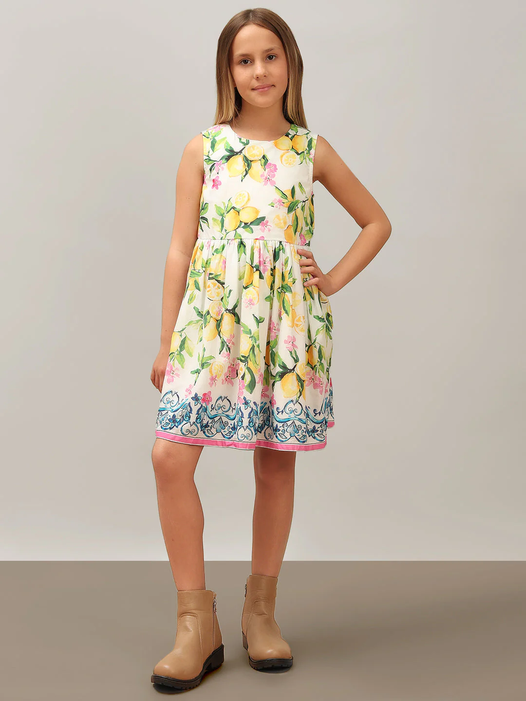 GIRL Lemon Printed Cotton Dress - Image 5