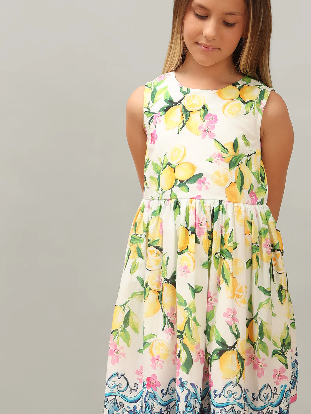 GIRL Lemon Printed Cotton Dress - Image 6