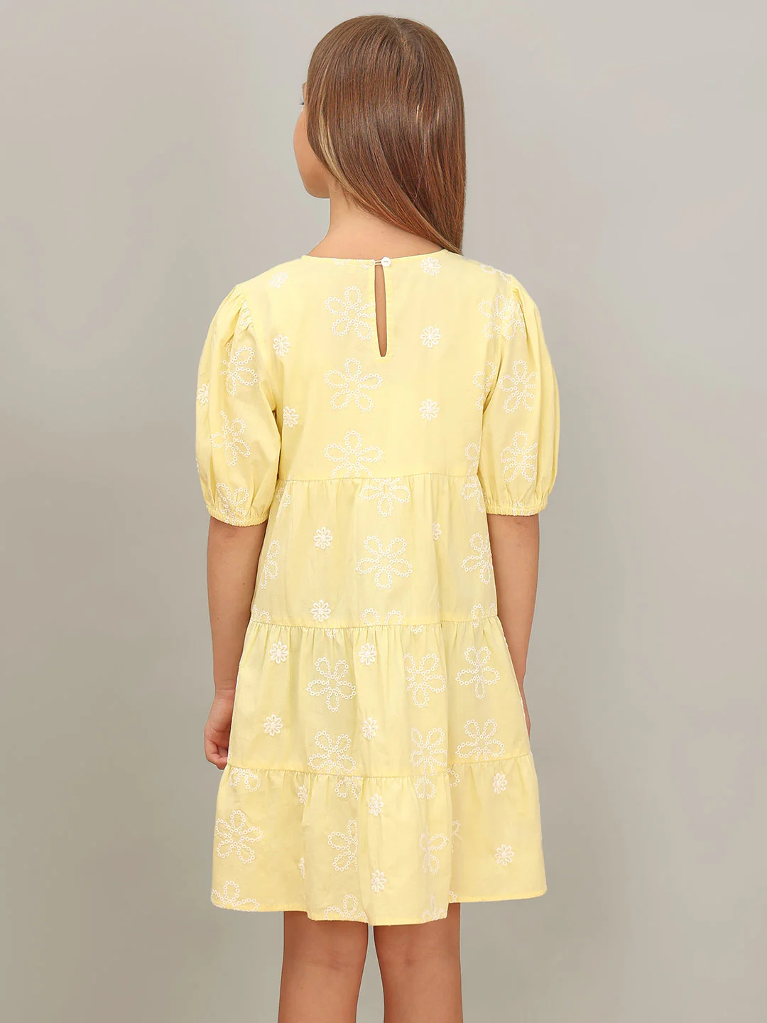 GIRL Yellow Embroidered Tiered Dress - Image 4