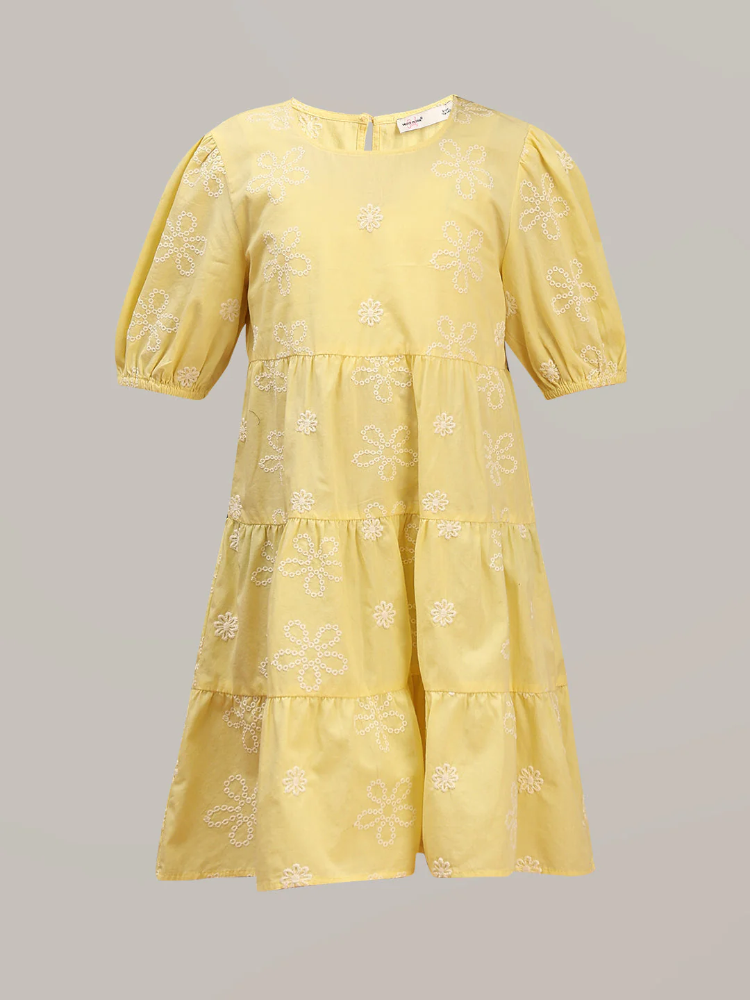 GIRL Yellow Embroidered Tiered Dress - Image 7