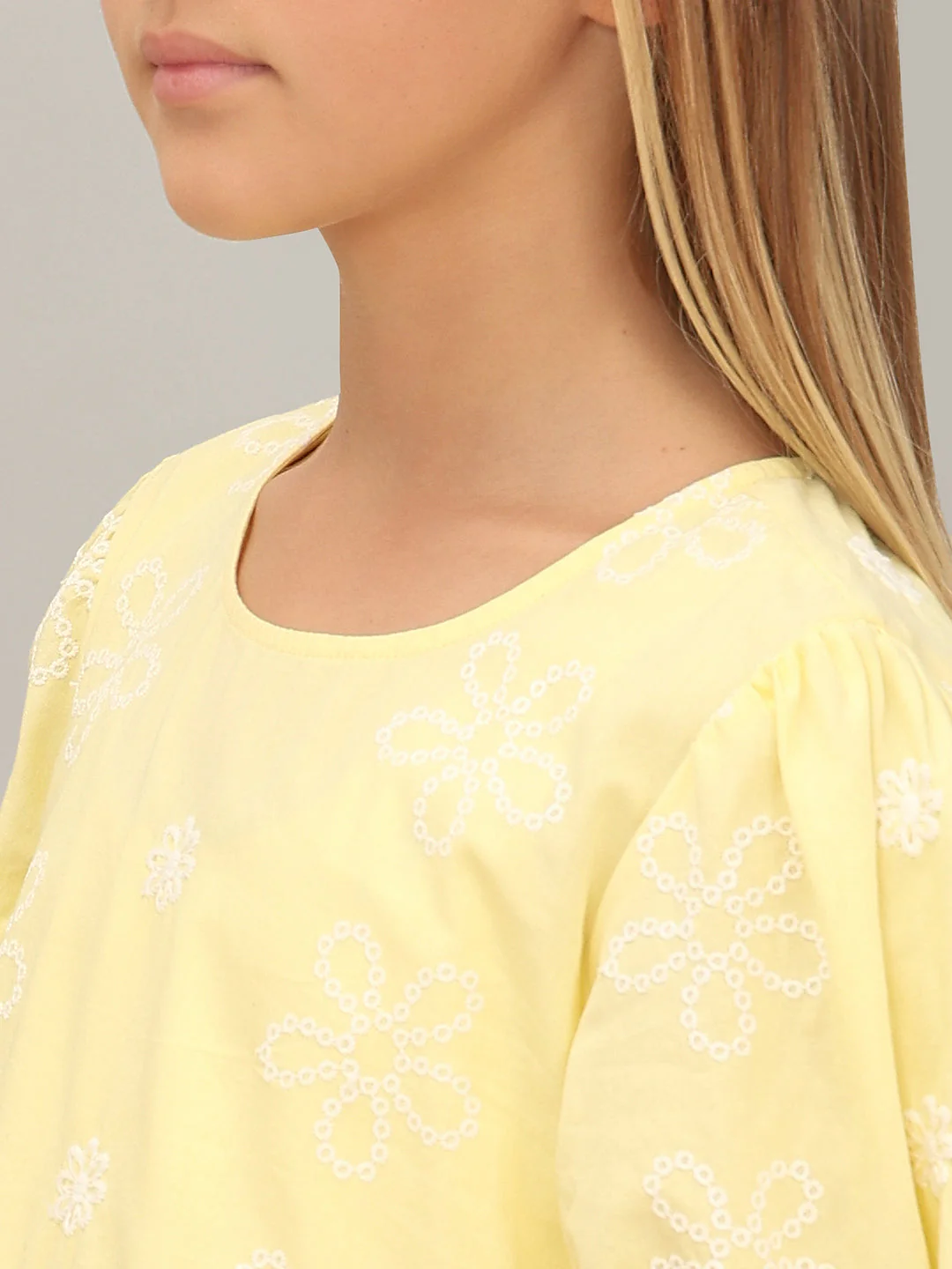 GIRL Yellow Embroidered Tiered Dress - Image 8