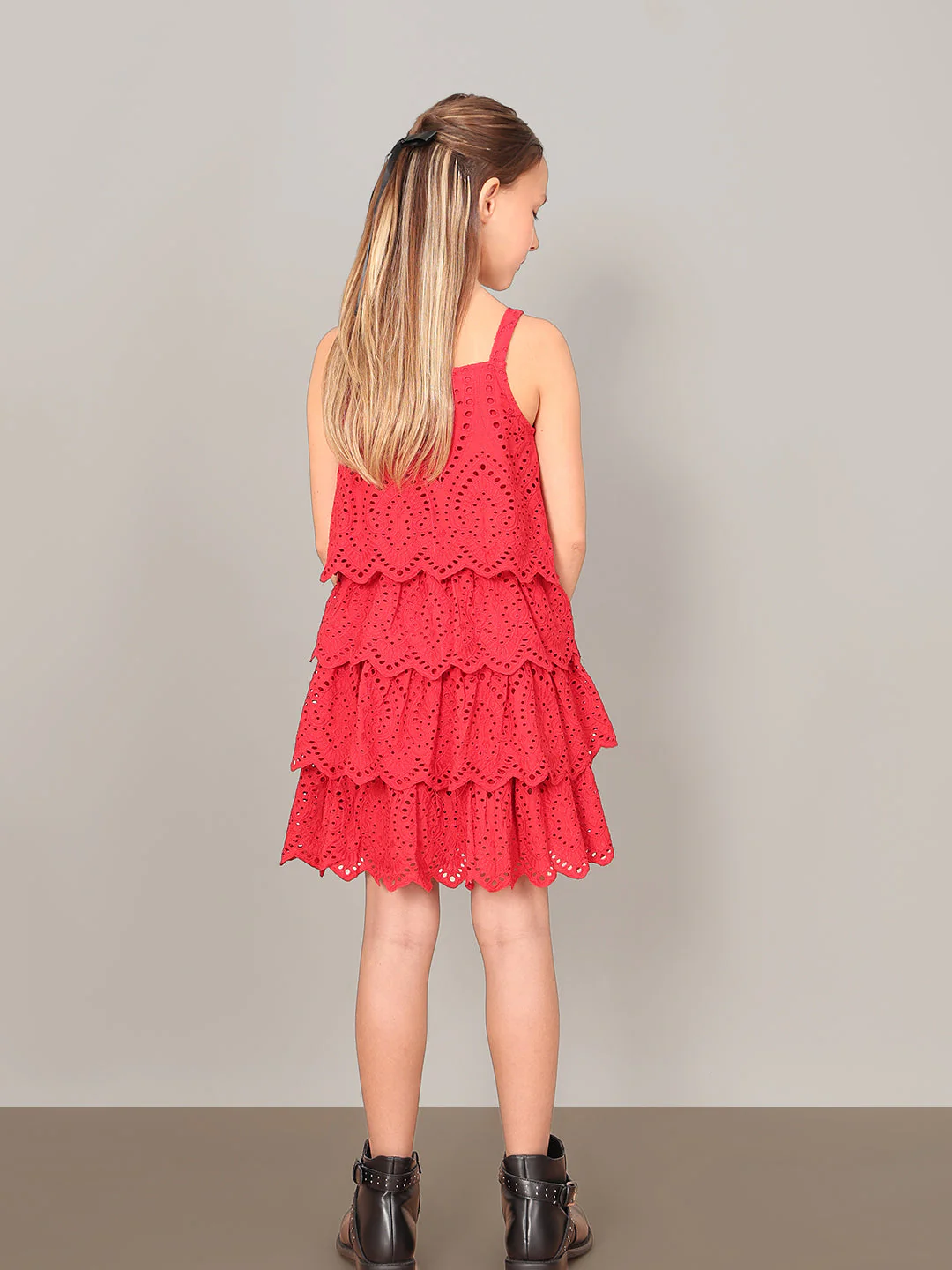 GIRL Red Lace Cotton Dress