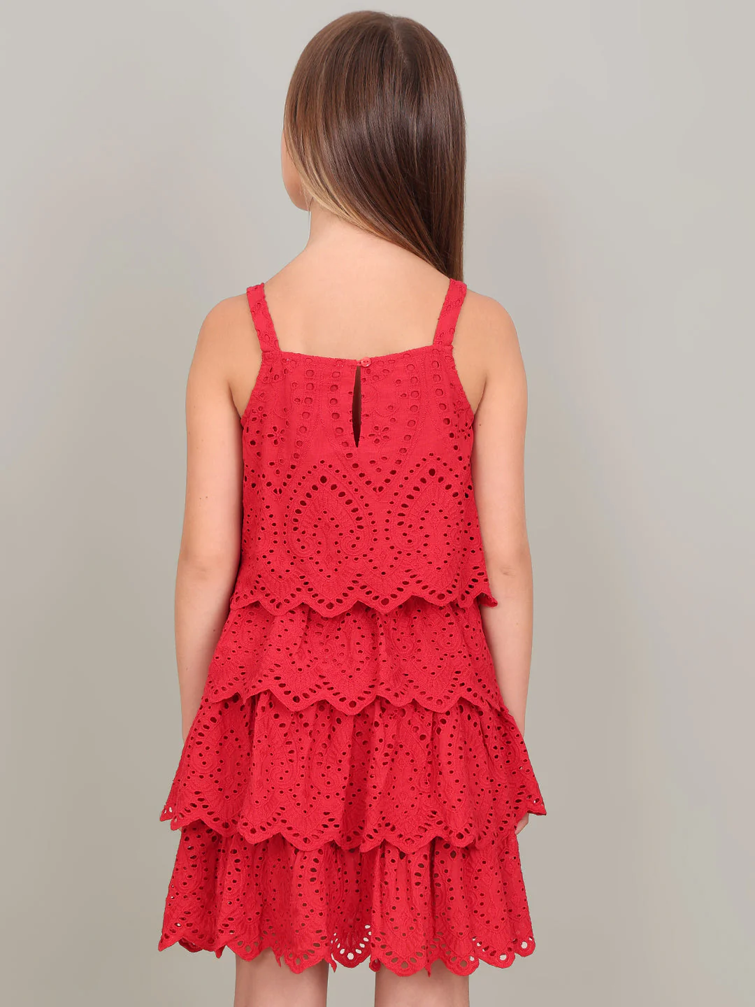 GIRL Red Lace Cotton Dress - Image 4