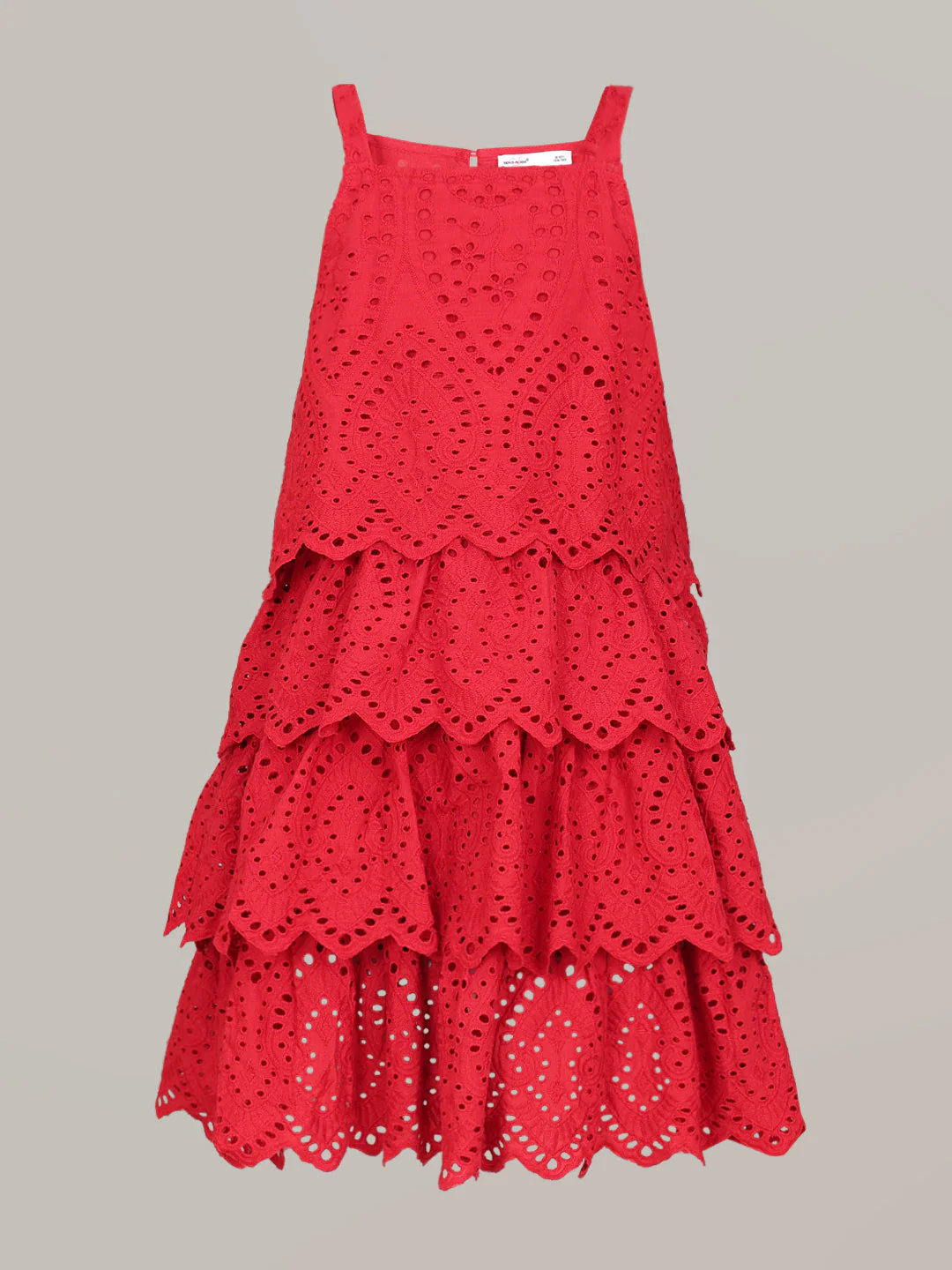 GIRL Red Lace Cotton Dress - Image 7