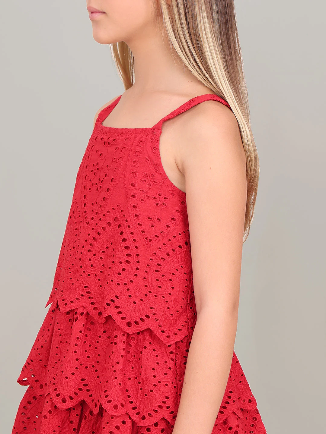 GIRL Red Lace Cotton Dress - Image 8