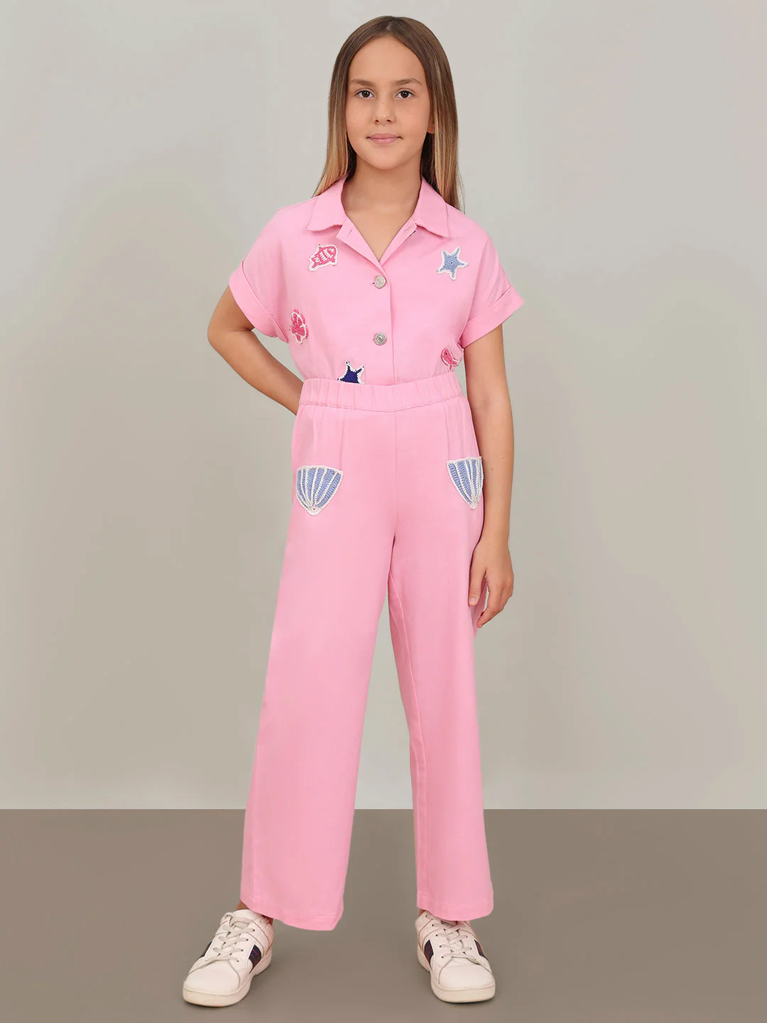 GIRL Pink Patch Detail Pants - Image 5
