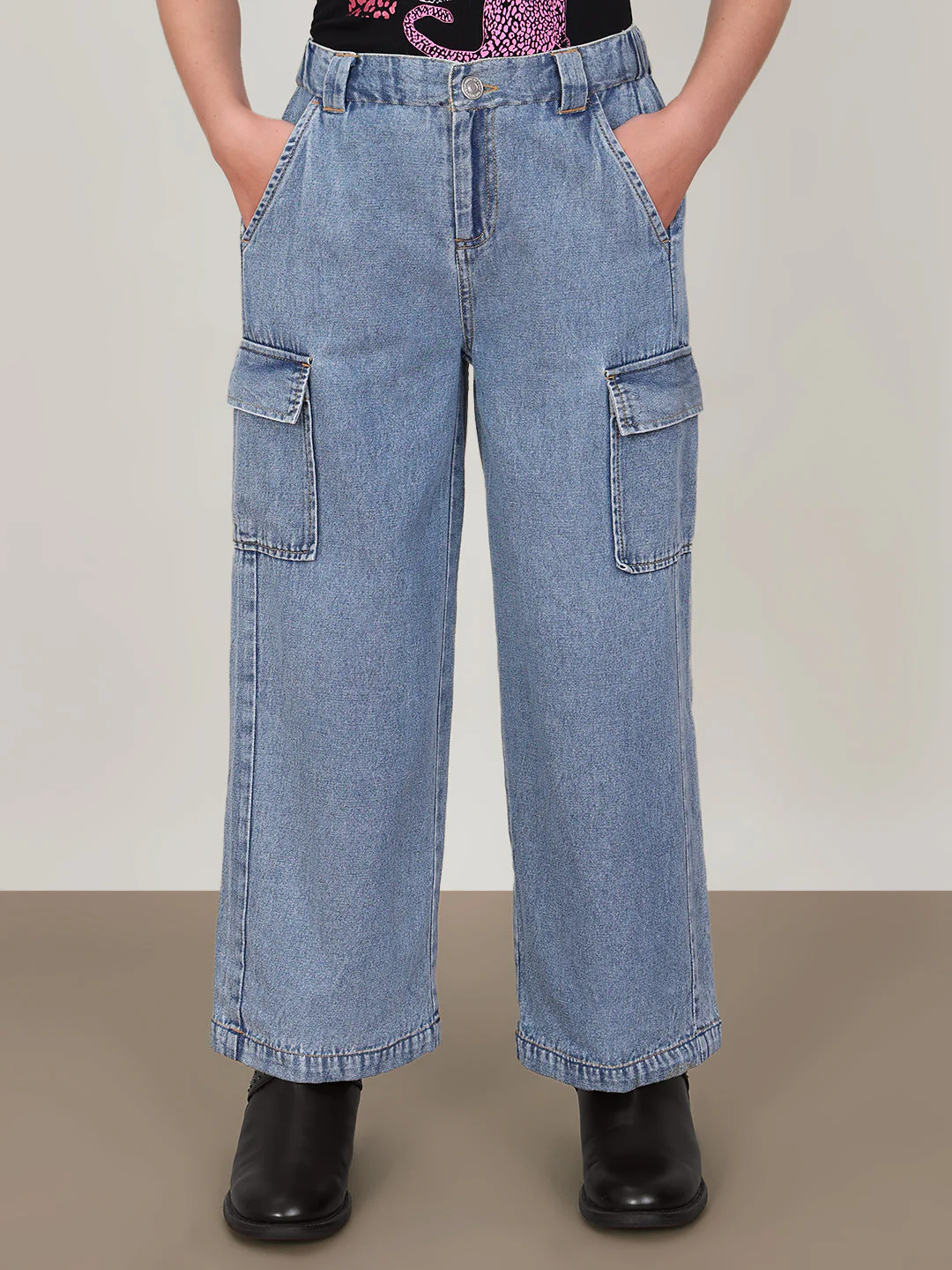 GIRL Blue Denim Cargo Pants - Image 2