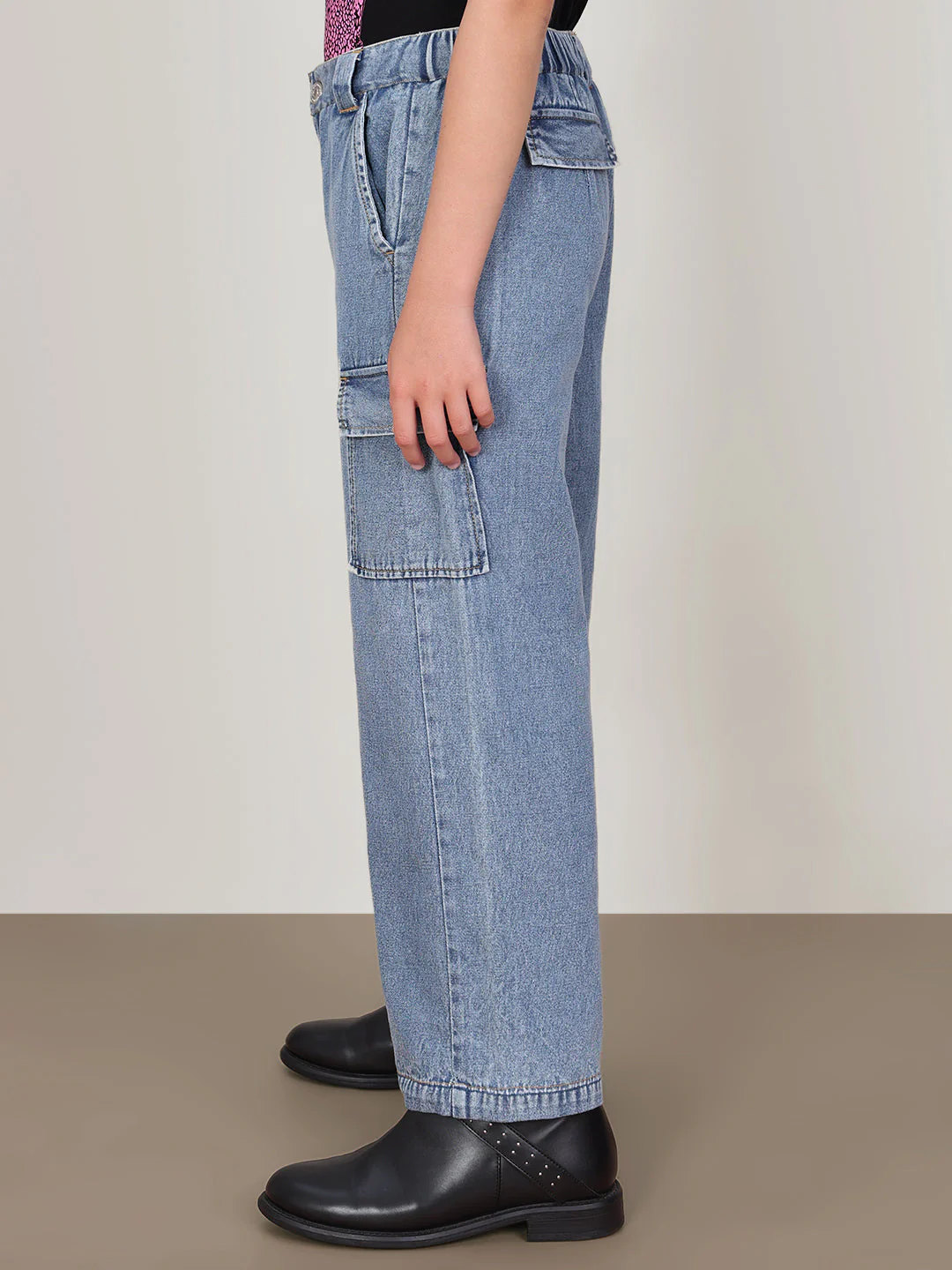 GIRL Blue Denim Cargo Pants - Image 3