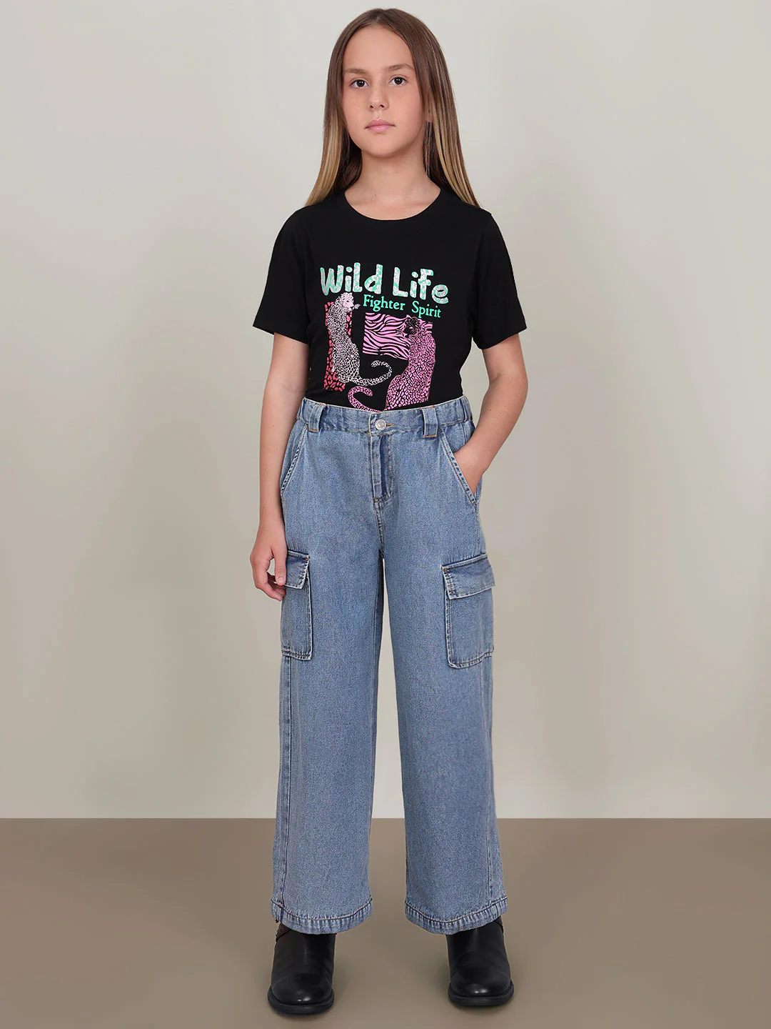 GIRL Blue Denim Cargo Pants - Image 5