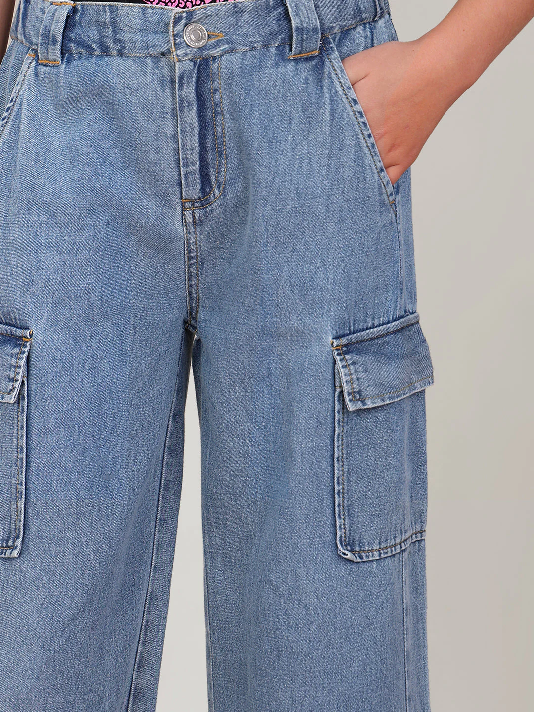 GIRL Blue Denim Cargo Pants - Image 6