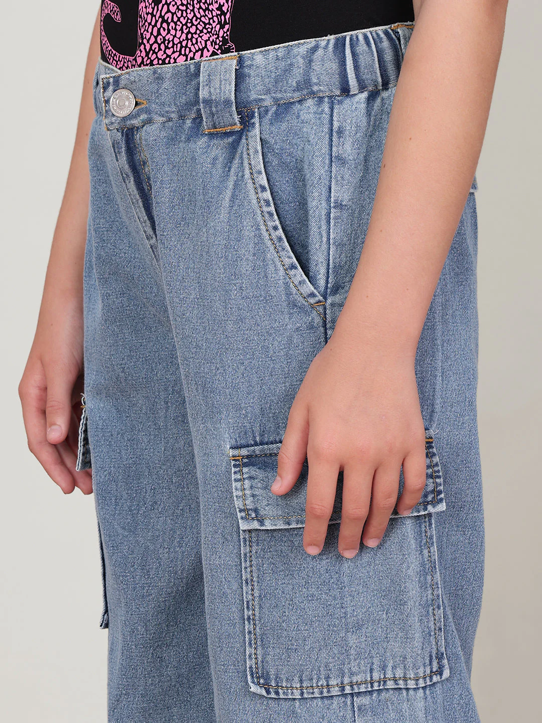 GIRL Blue Denim Cargo Pants - Image 8