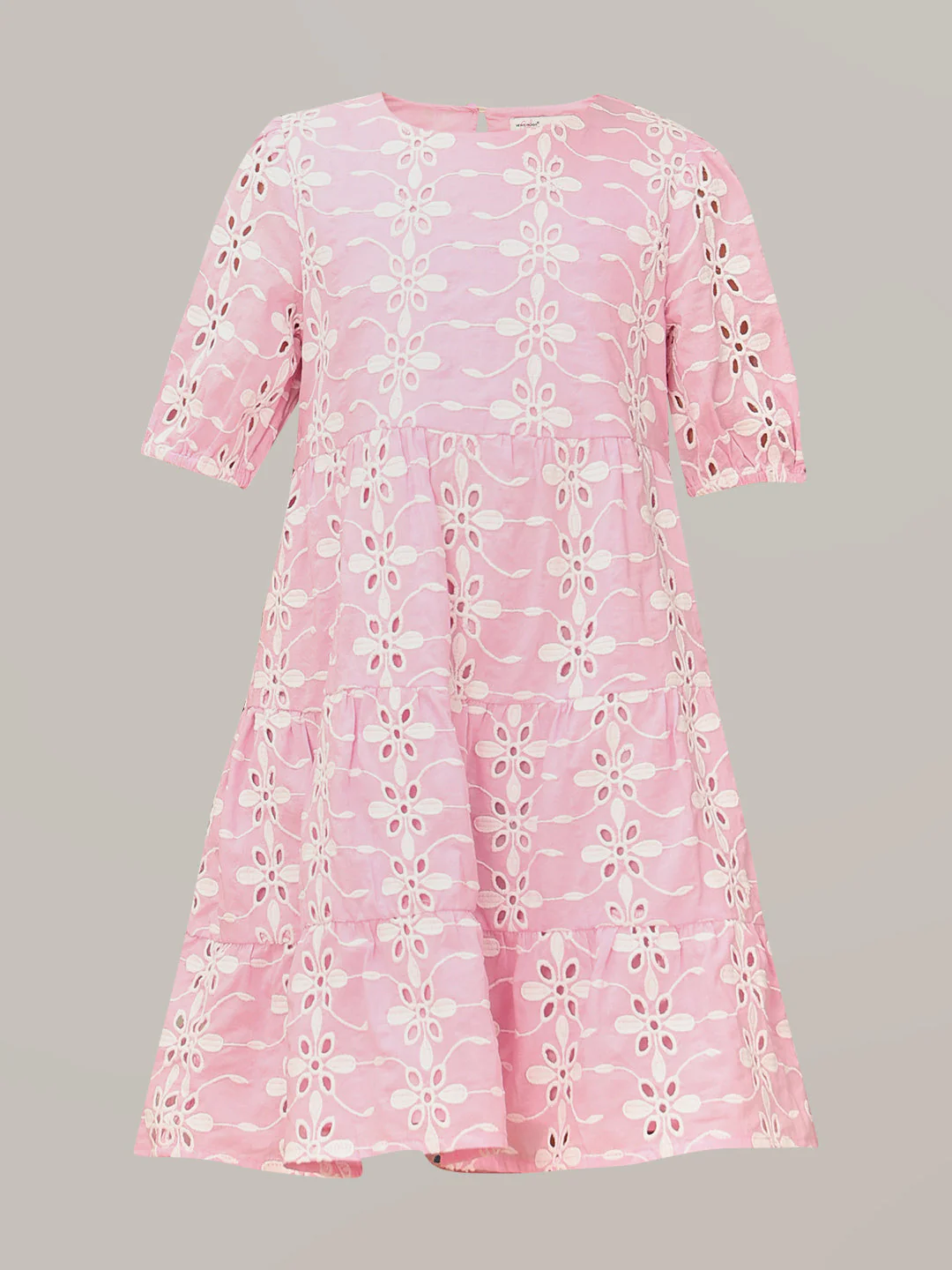 GIRL Pink Embroidered Cotton Dress - Image 7