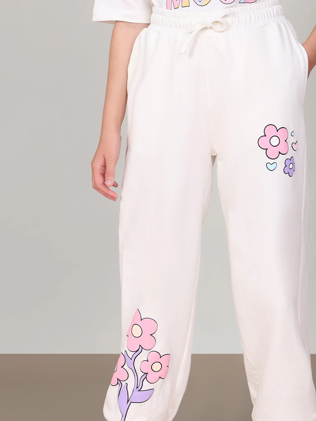 GIRL White Printed Lounge Pants - Image 6