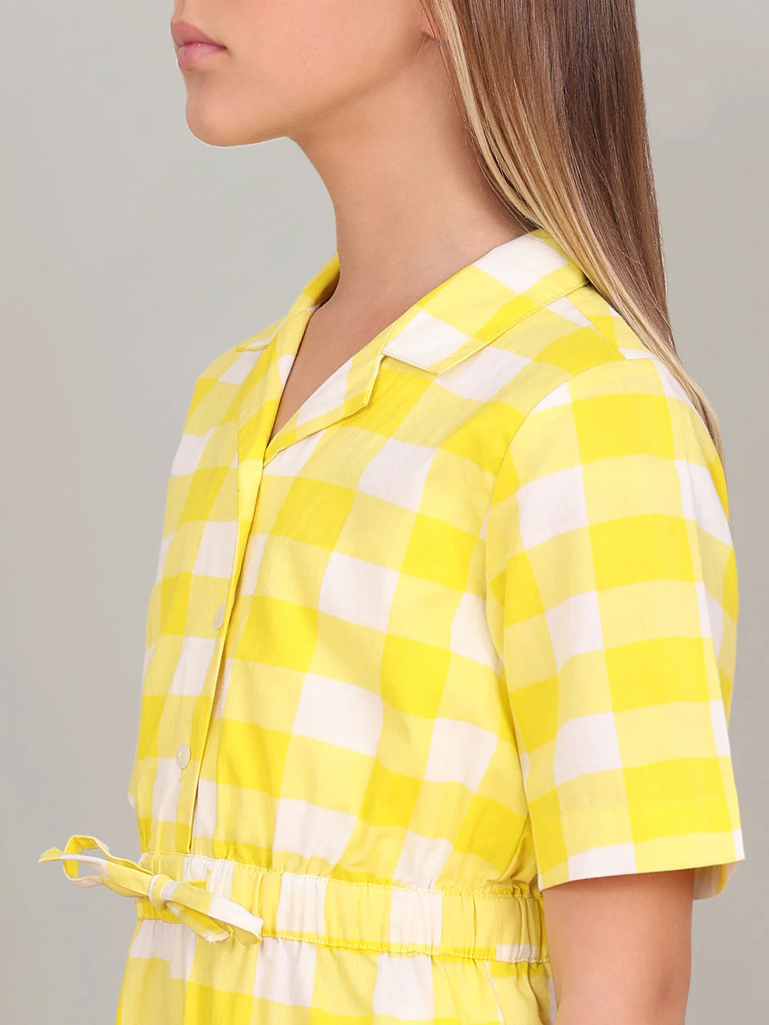 GIRL Yellow Check Cotton Playsuit - Image 8