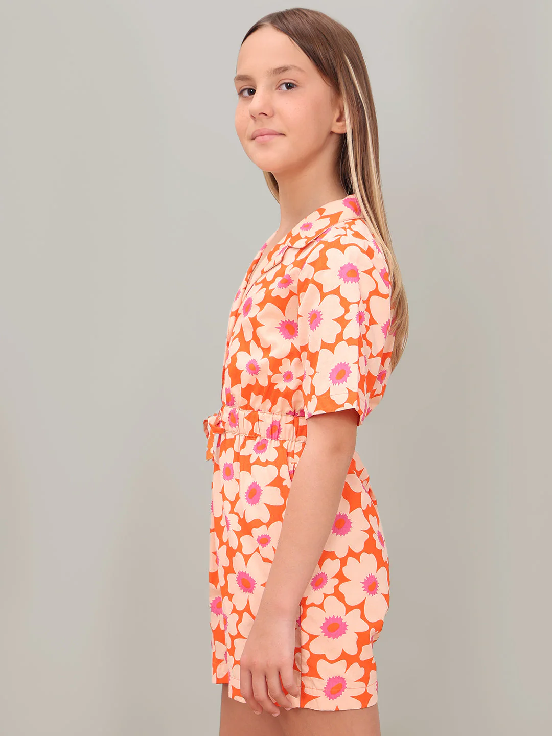 GIRL Peach Floral Playsuit - Image 3