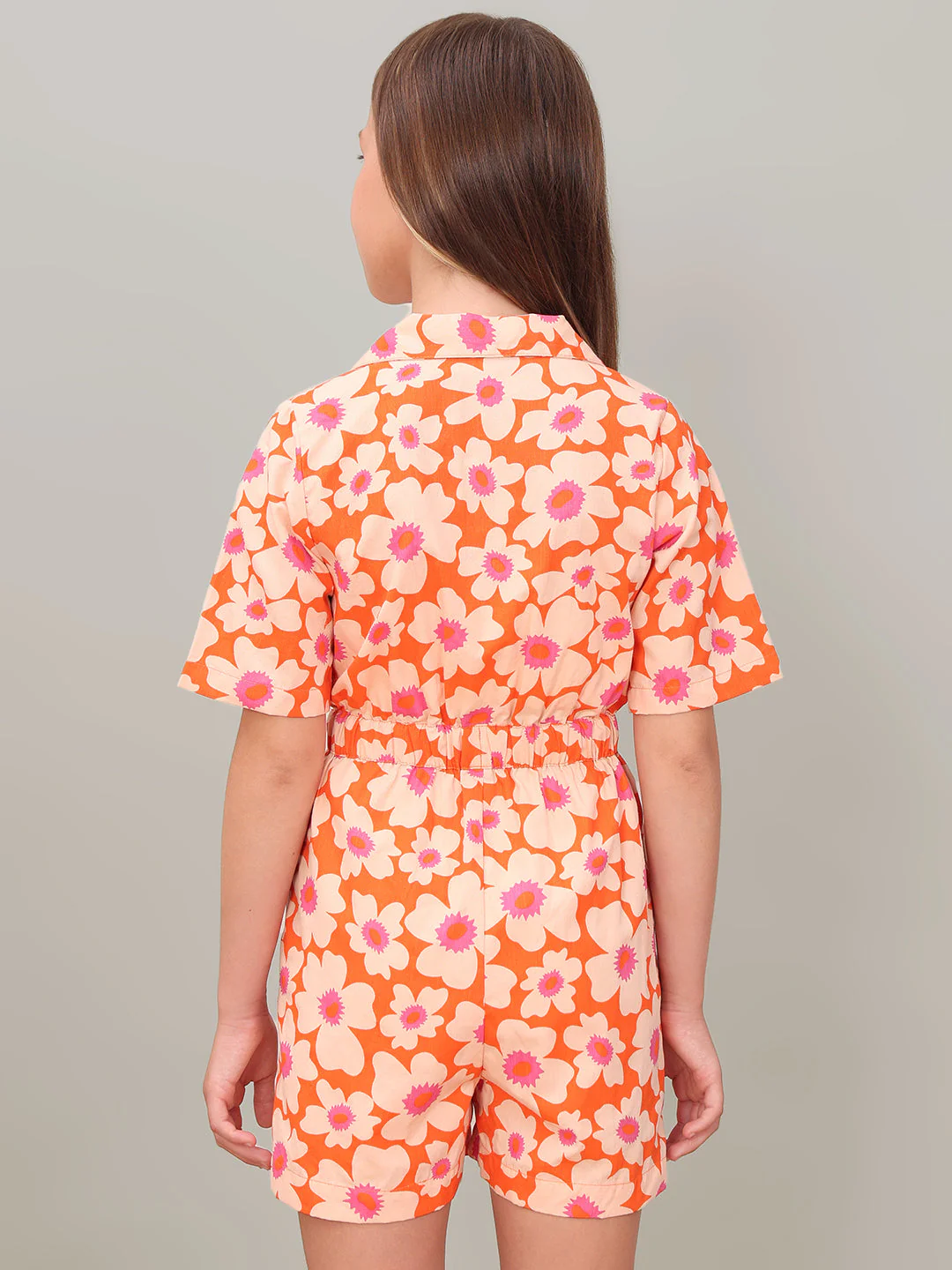 GIRL Peach Floral Playsuit - Image 4