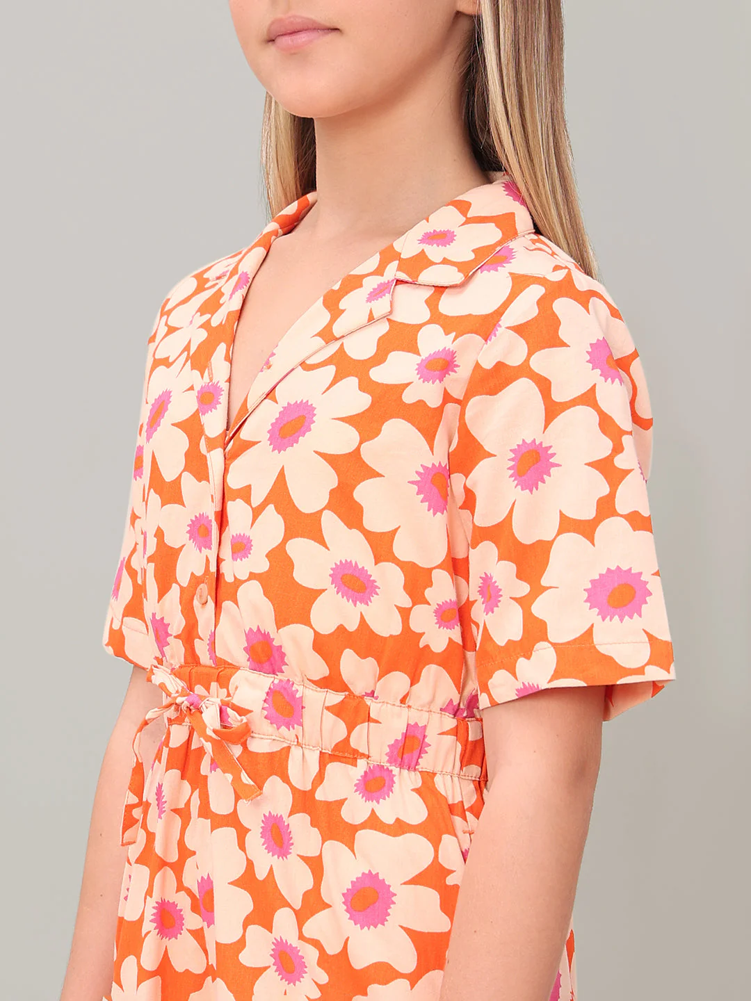 GIRL Peach Floral Playsuit - Image 8