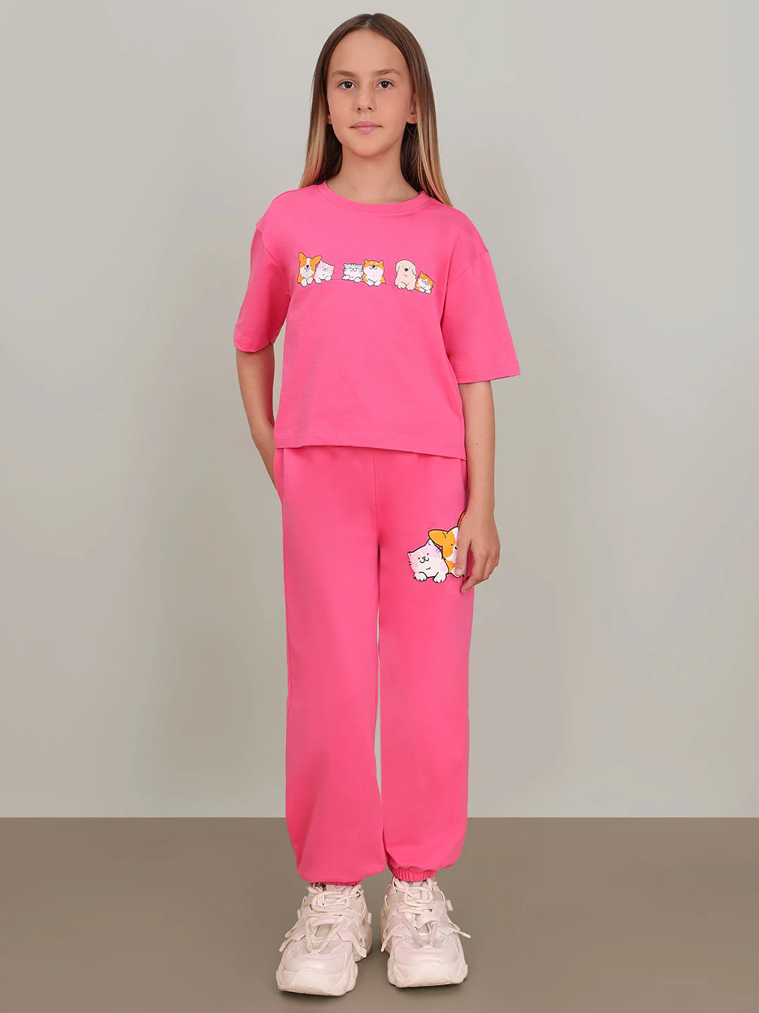 GIRL Pink Printed Cotton T-shirt - Image 5