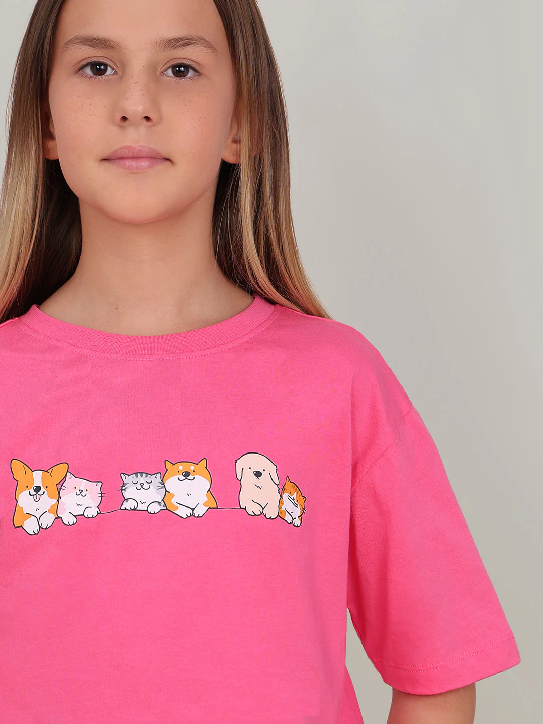 GIRL Pink Printed Cotton T-shirt - Image 6