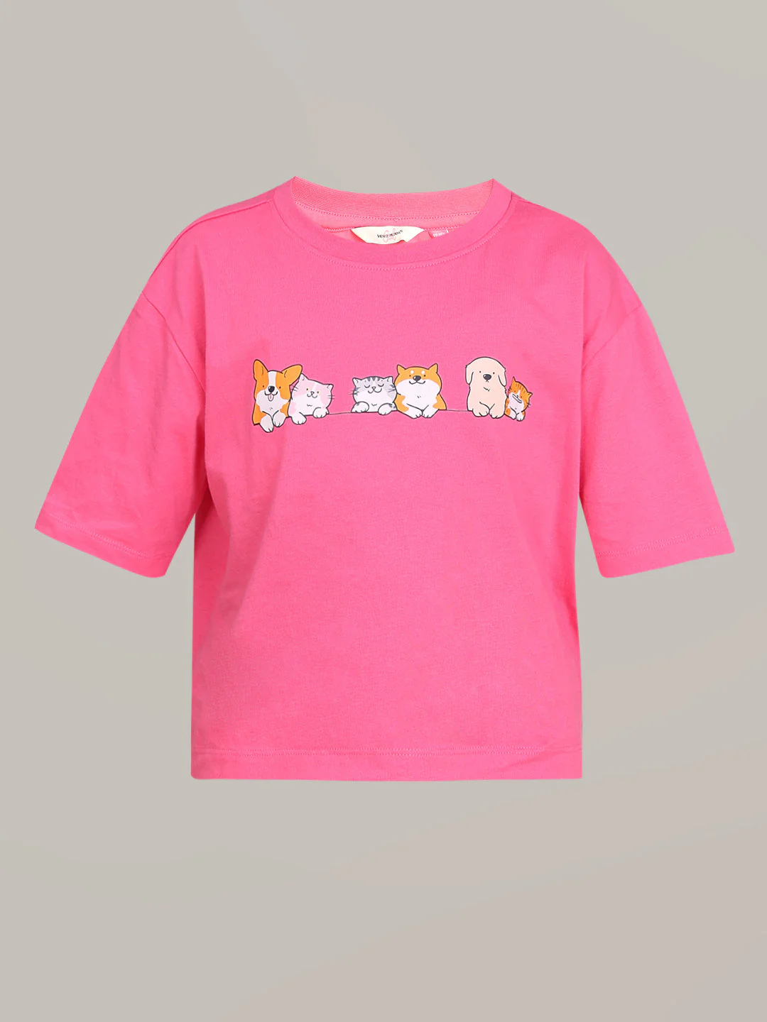 GIRL Pink Printed Cotton T-shirt - Image 7