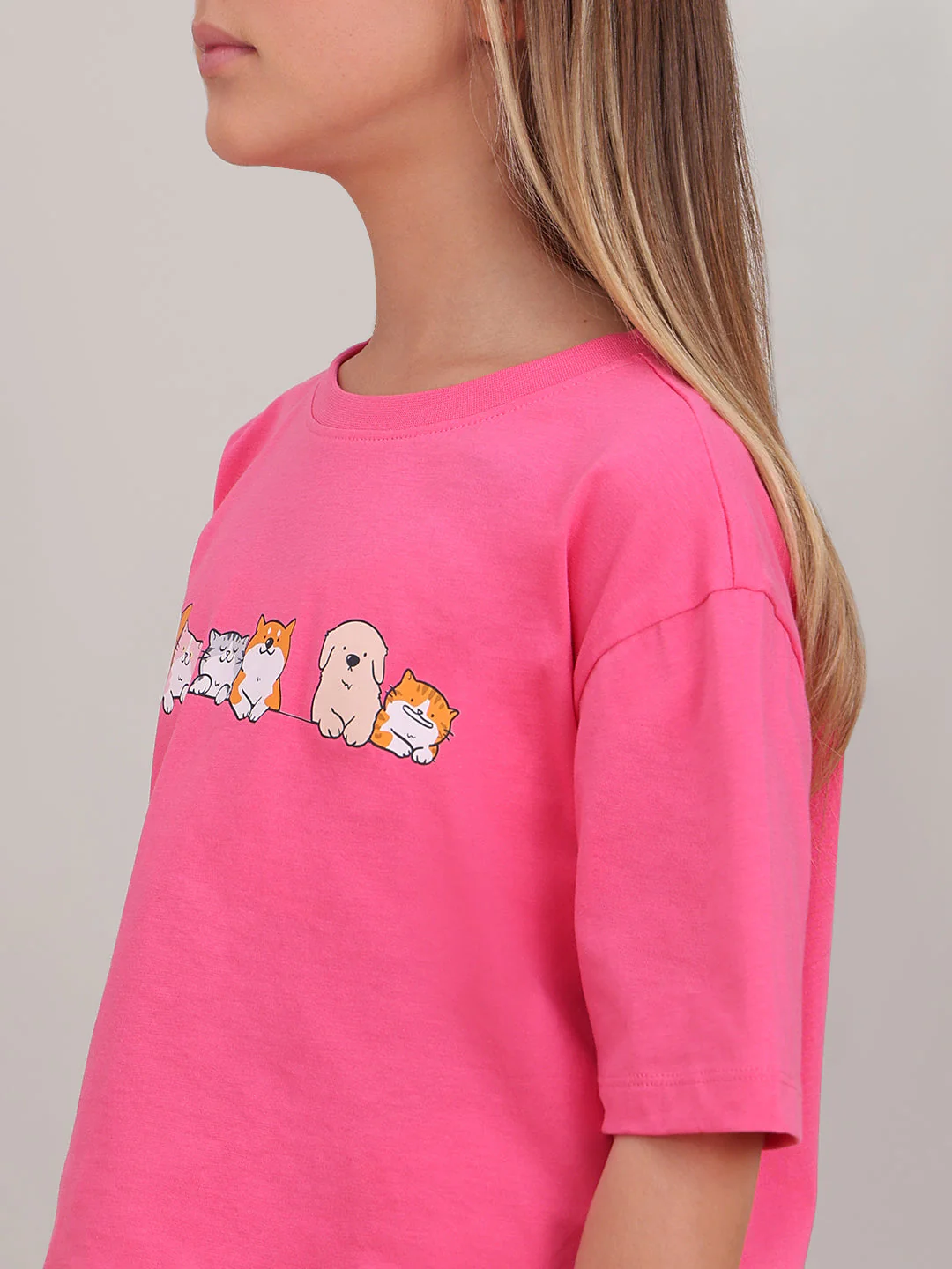 GIRL Pink Printed Cotton T-shirt - Image 8
