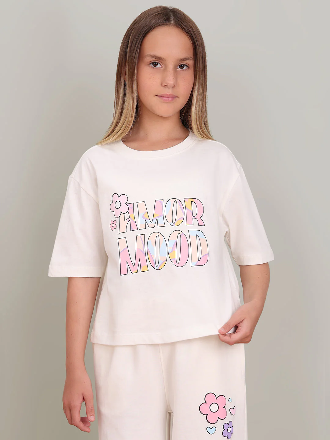 GIRL White Printed Cotton T-shirt - Image 2