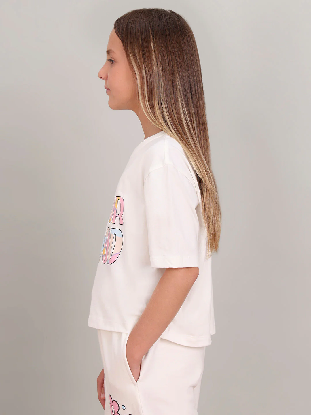 GIRL White Printed Cotton T-shirt - Image 3