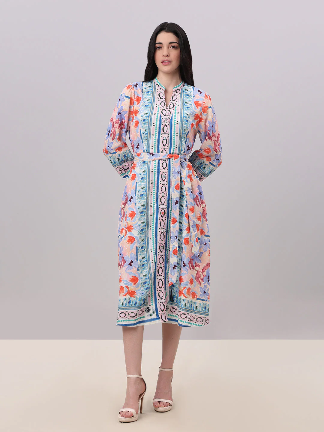 Multi-Colour Printed Midi Dress - Image 2