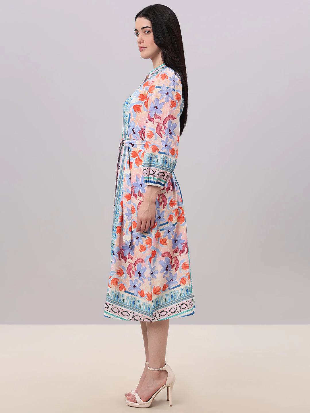 Multi-Colour Printed Midi Dress - Image 3