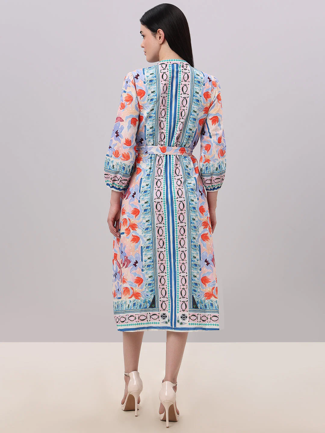 Multi-Colour Printed Midi Dress - Image 4