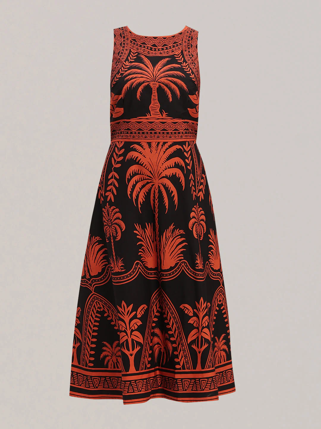 Black Printed Cotton Midi Dress - Image 7